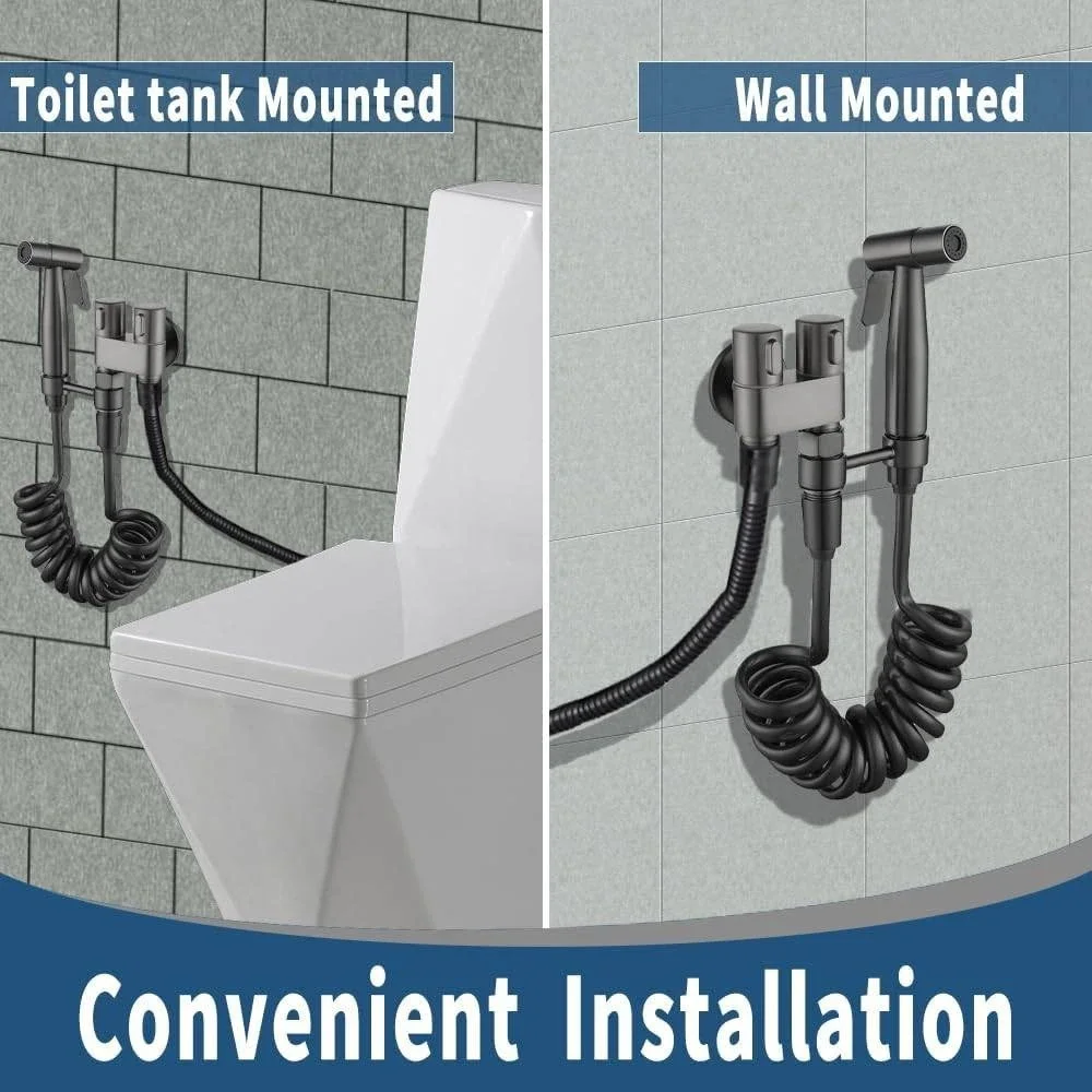 Handheld Bidet Sprayer Kit for Toilet, Stainless Steel Muslim Shattaf, T-Valve